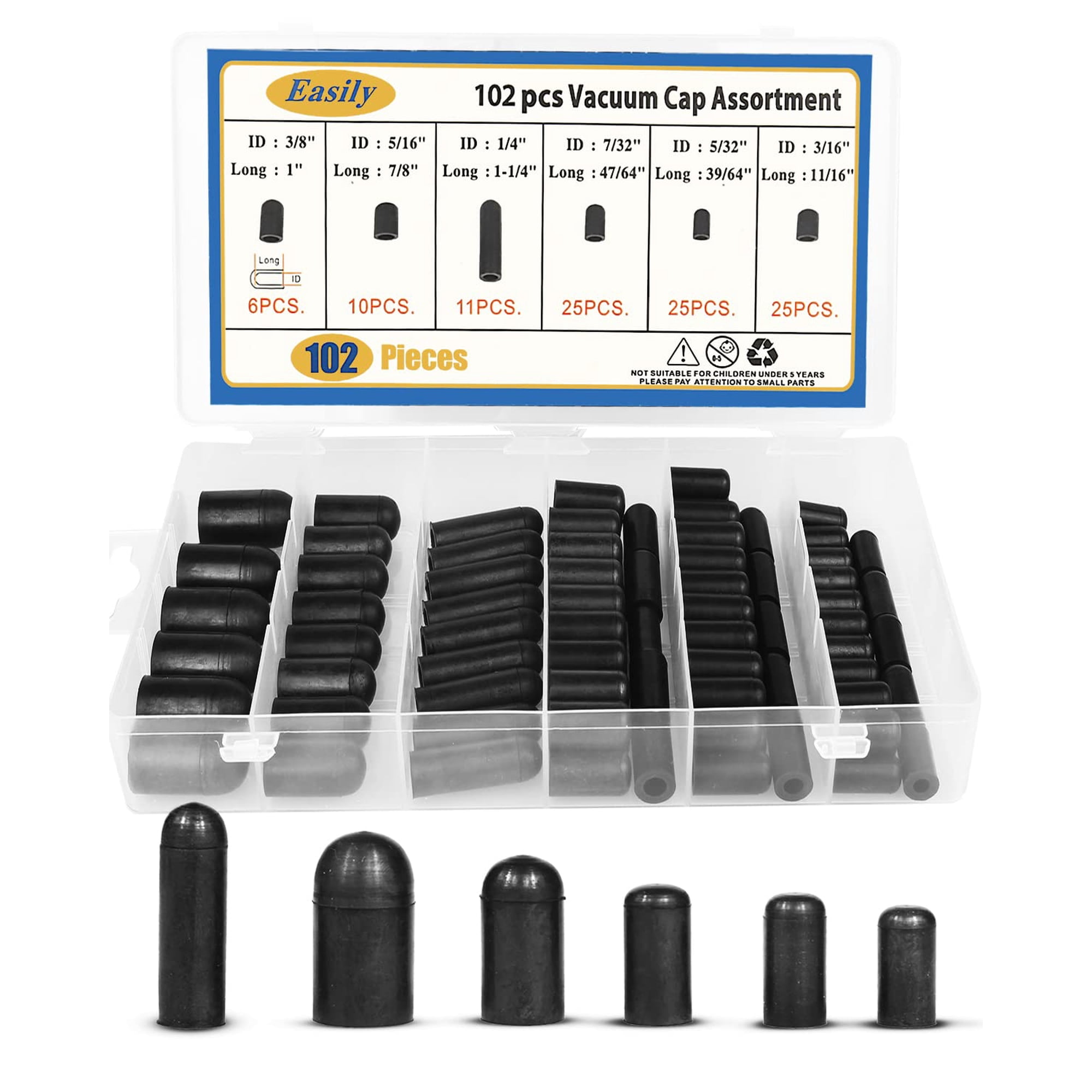 Easily - Kit De Tapones De Goma Para Aspiradora, 102 Piezas, Para Colector De Carburador