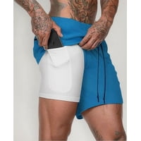Oem - Short Gimnasio Hombre Con Calza Y Bolsillo Para Celular Celeste L