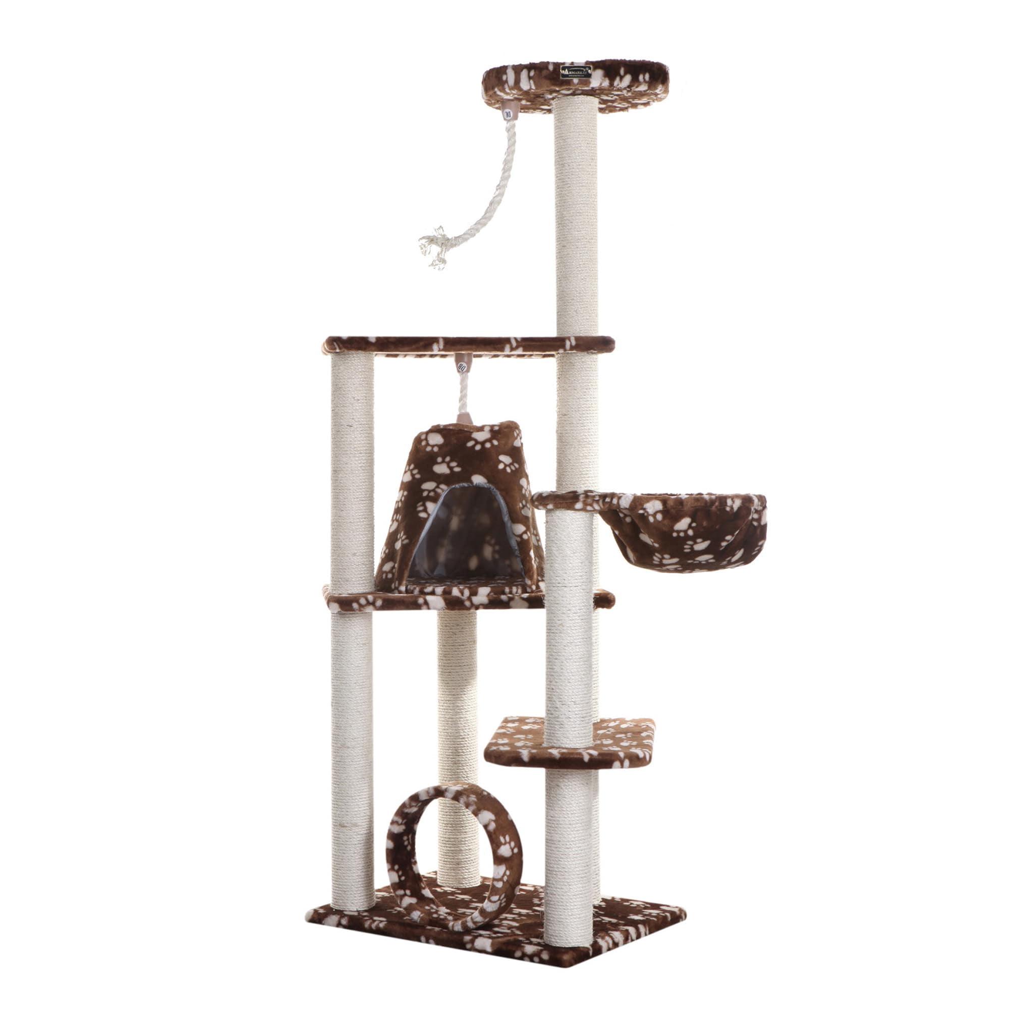 Sillín Cat Tree Armarkat A6601, Marrón Con Estampado De Patas Blancas