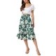 thumbnail image 2 of INSPIRE CHIC Falda Midi Floral para Mujer de Verano con Cintura Elástica, Elegante y Casual, Línea A, Estilo Bohemio, Talla M, Verde, 2 of 6