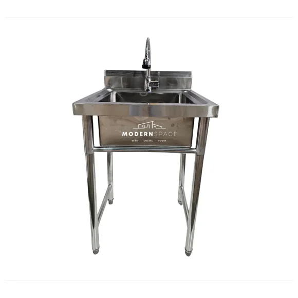 Lavafondo Industrial De Acero Inoxidable 60x60 cm con Griferia de Regalo + desague y sifón