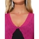 thumbnail image 5 of INSPIRE CHIC Bolero Corto Texturizado Transparente para Mujer, Liviano, de Manga Larga, Abierto al Frente, Cárdigan Rosa Fucsia Talla S, 5 of 6