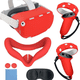thumbnail image 1 of Juego de accesorios de VR para Quest 2: carcasa de silicona, empuñaduras para el mando, protector facial, tapones para los botones, juego de paños para las gafas y protector de lentes-Rojo, 1 of 6