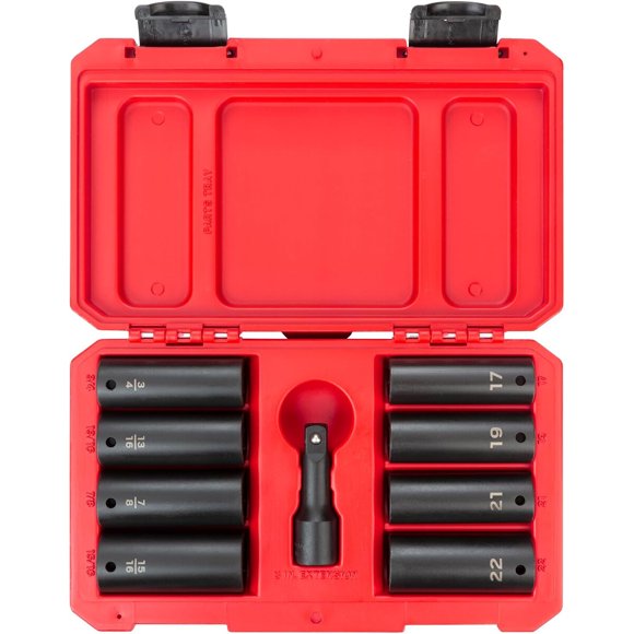 Juego de dados de impacto TEKTON con encastre de media pulgada, 9 piezas
