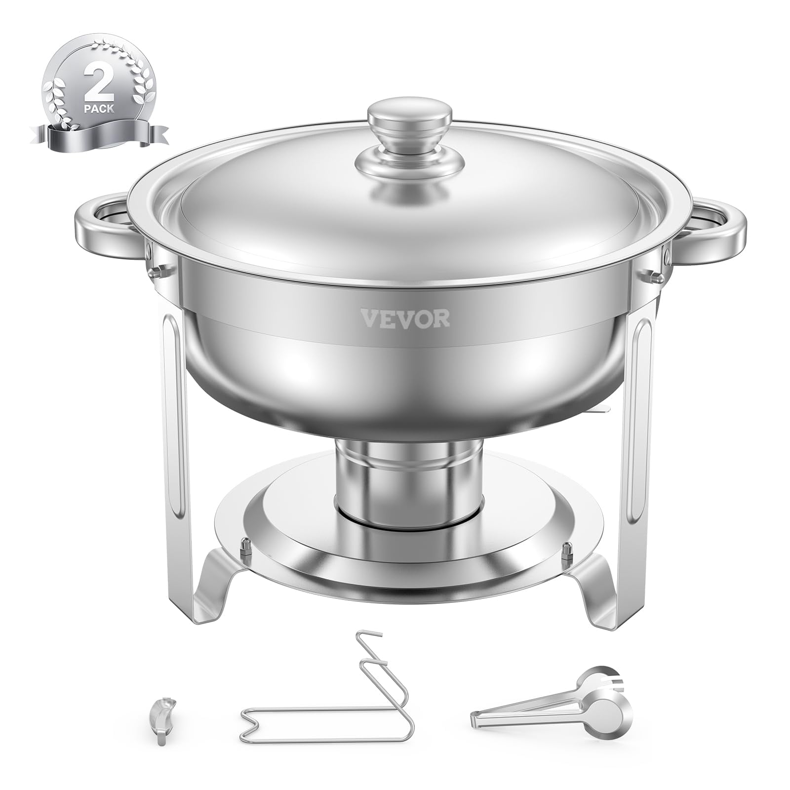 Juego De Platos Para Buffet Hafing Dish Vevor, 5 Litros, 2 Unidades, Acero Inoxidable