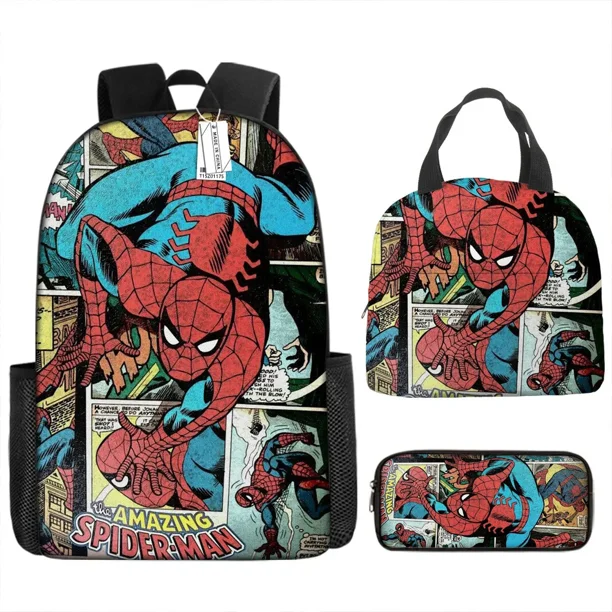 3pcs/set Disney Children 3d Cute Spider Man Design Backpack Stitch Boys Primary School Bag Kids Kindergarten Backpack Mochila