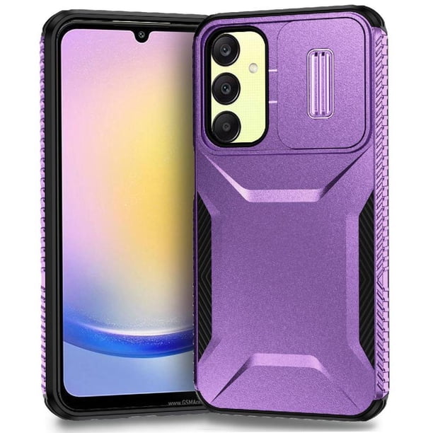 Funda Resistente para Samsung Galaxy A25 5G con Tapa Deslizante y Protección Militar Morado