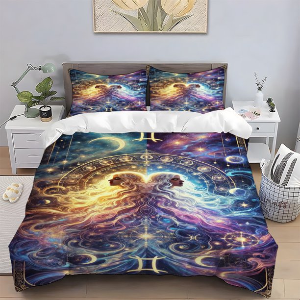 3pcs Gemini Art Print Bedding Set | Soft Polyester Digital Print