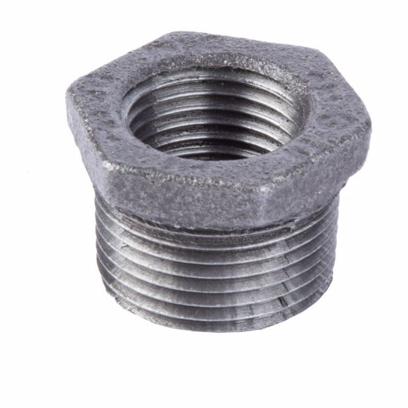 Buje hexagonal STZ Industries, hierro maleable negro, 4 x 2 pulgadas