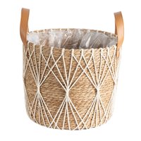 Magideal - Cesta Tejida Para Macetas, Cestas De Almacenamiento, Organizador De Bolsas De Playa Para Decoración Del Hogar, Macetas, Contenedores Para Almacenamien Líneas Blancas