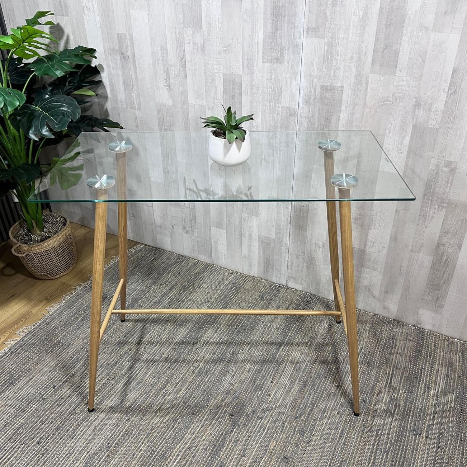 Pandalino - Mesa Alta Bar Vitreo | Vidreo Templado 120x60x105 Blanco