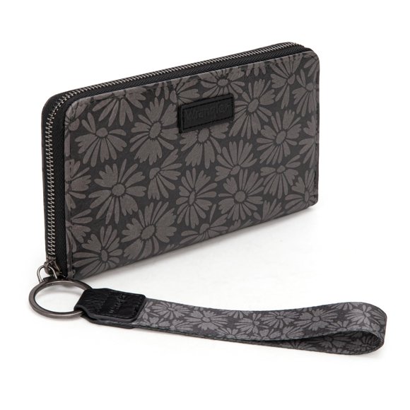 Cartera Wrangler Black Daisy 21 cm con forro RFID