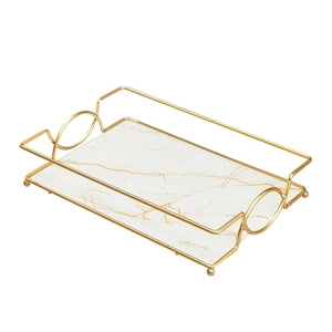 Bothyi - Bandeja De Tocador De Baño, Plato De Joyería, Organizador De Maquillaje Para Tocador L Blanco