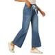 thumbnail image 4 of INSPIRE CHIC Pantalones Vaqueros de Pierna Ancha para Mujer Vuelta al Cole con Cintura Elástica y Cordón Casual con Bolsillos Azul S, 4 of 6
