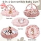 thumbnail image 2 of Baby Play Gym Mallify 5 en 1, grueso y de felpa con 6 juguetes, color rosa, 2 of 6