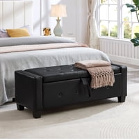 M&Ms - 48"" Ottoman Bench With Storage, Bench For Bedroom,Living Room,Hallway, Upholstered Tufted Faux Leather Pu Ottoman Black