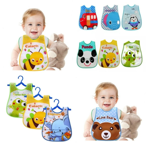 Pack 3 Baberos silicona bebe sin manga Diseño niña