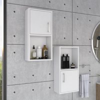 Tuhome - Set X2 Muebles Auxiliares Bath 60,1X30X16 Cm Blanco