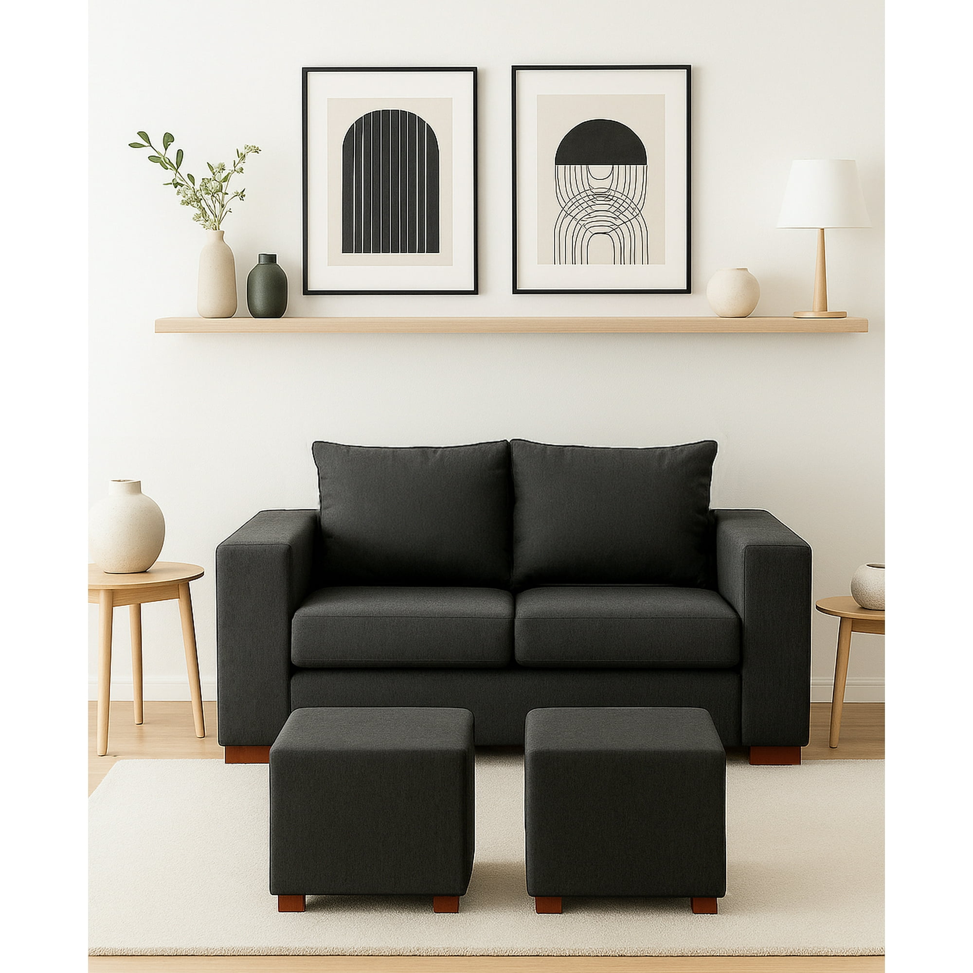 Dkora - Living Cedric Sofa 2 Cuerpos + 2 Puf Marengo