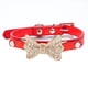 thumbnail image 1 of Collar de moda de cuero con baño de diamantes y anillas para paseos con cachorros, gatos, cachorros y gatitos., 1 of 5