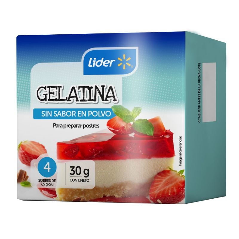 Gelatina Sin Sabor En Polvo 30 g Lider