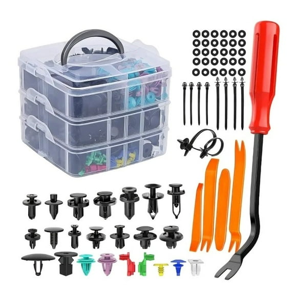 Kit 725 Clip Broche Retención Plástico Auto Lata Tapabarro