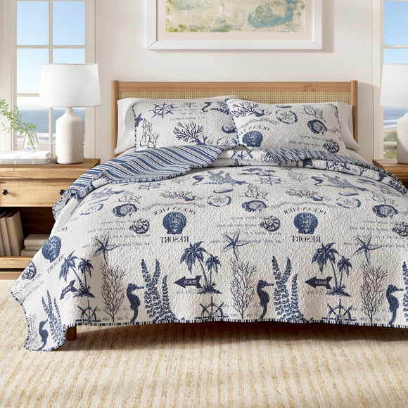 Juego de ropa de cama acolchada Great Bay Home Catalina Navy