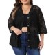 thumbnail image 1 of Agnes Orinda Conjuntos de Halloween para Mujeres Tallas Grandes Cárdigan de Ganchillo Hueco con Botones al Frente Cuello en V Manga 3/4 Cubierta Casual Cárdigans de Punto 4X Negro, 1 of 8