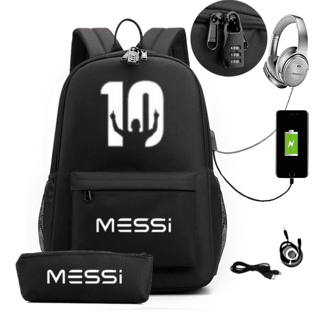 Messi Backpack Boys Girls Laptop Capacity School Bag Usb Charging Anti Theft and Waterproof Canvas Casual Mochilas