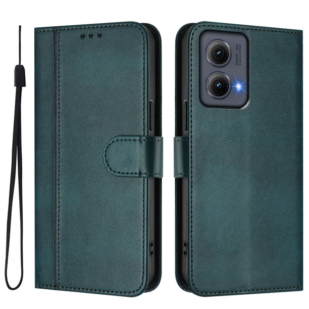 Funda Cartera para Motorola Moto Edge 5G 2024 Protección 360° con Ranuras para Tarjetas y Soporte Verde
