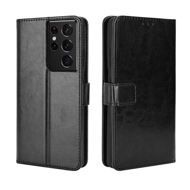 Funda tipo libro para Samsung Galaxy S21 Ultra 5G, cartera todo‑en‑uno, funda multifuncional con tarjetero y correa de muñeca desmontable