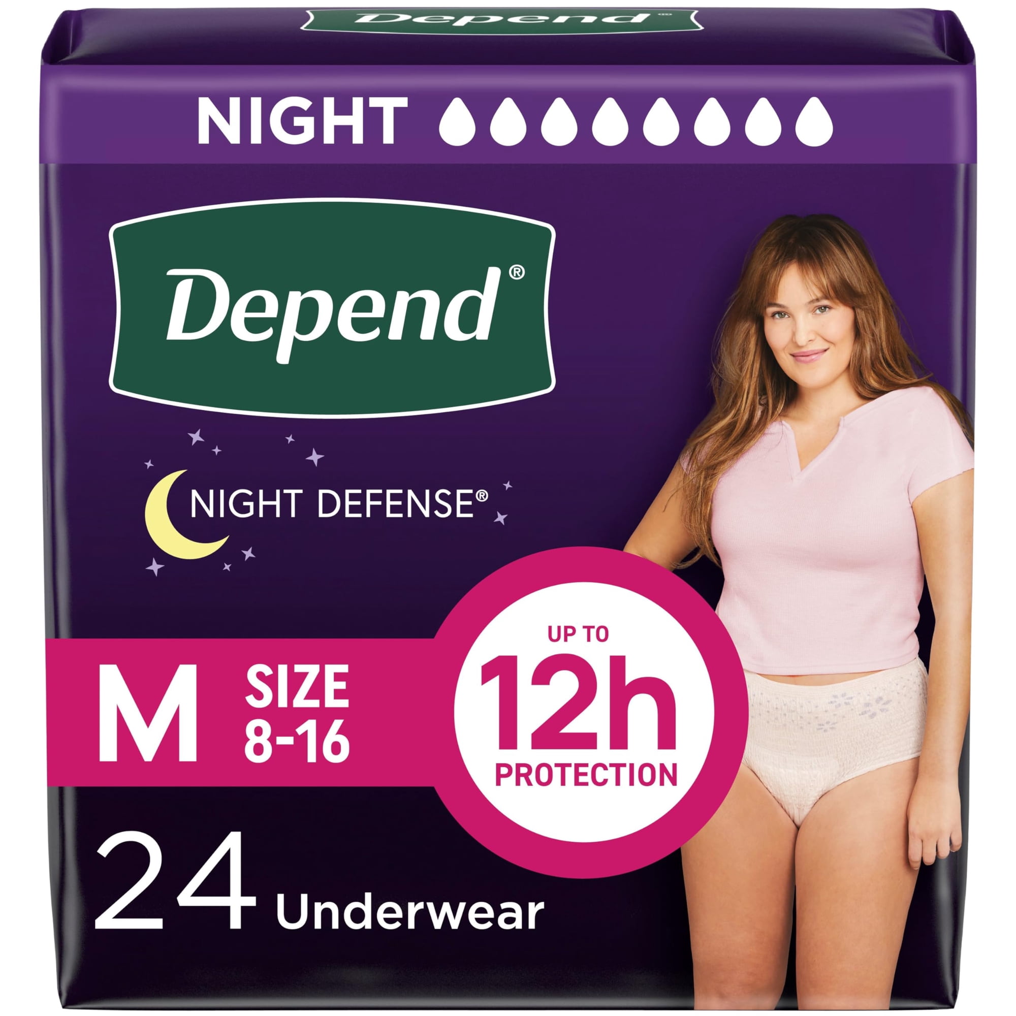 Ropa Interior Para Incontinencia Depend Night Defense Para Mujer M 24u