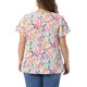 thumbnail image 5 of Agnes Orinda Blusa de Verano Casual para Mujer de Talla Grande con Estampado Floral, Cuello Redondo con Encaje Frontal y Manga Corta, Talla 2X, Blanca, 5 of 8