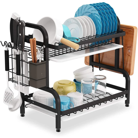 Genérico - Secaplatos Cocina Escurridor Platos Cubiertos 2 Niveles