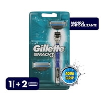 Pack Máquina De Afeitar Recargable + 2 Repuestos Mach3 Aquagrip Con Mango Antideslizante 1 Un Gillette