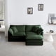 thumbnail image 2 of Chenille Two-Seater Sofa with 1 Footrest, 2 Seater L-Shaped Sectional with Ottoman,Loveseat with Ottoman for Small Living Space, Green Chenille, 2 of 3