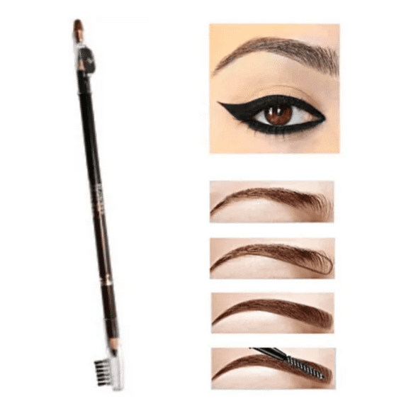 Lapiz Delineador Para Cejas Ojos 2 Tonos En 1 Café/negro