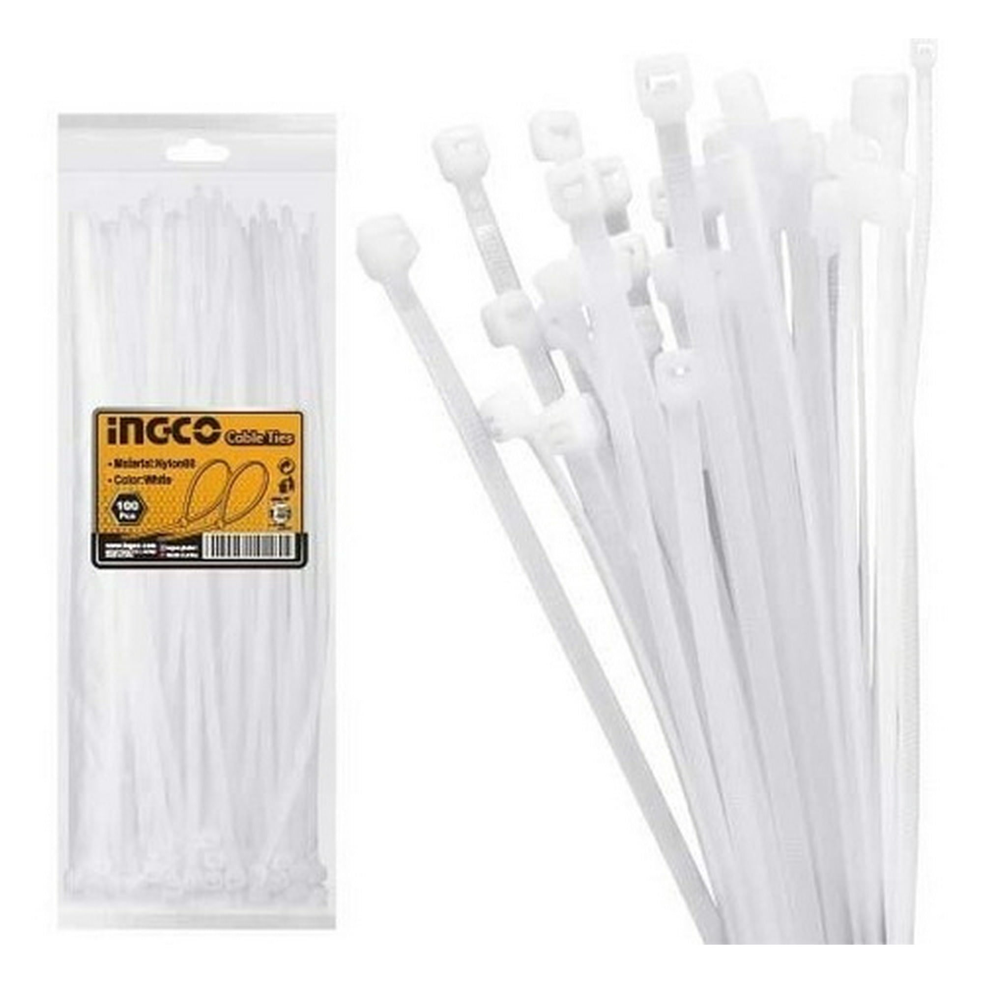 Pack 100 Amarras Plasticas Blancas 9x600mm Ingco Hct6001