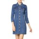 thumbnail image 1 of INSPIRE CHIC Vestido de Mezclilla para Mujer con Mangas 3/4, Botones y Mini Vestido Camisero de Jean Talla S Azul Claro, 1 of 8