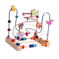 Magideal - Laberinto De Cuentas De Madera Juguete Con Rodillo De Cuentas Juguete Educativo De Coordinación Mano-Ojo Ábaco De Madera Círculo De Cuentas Juguete De