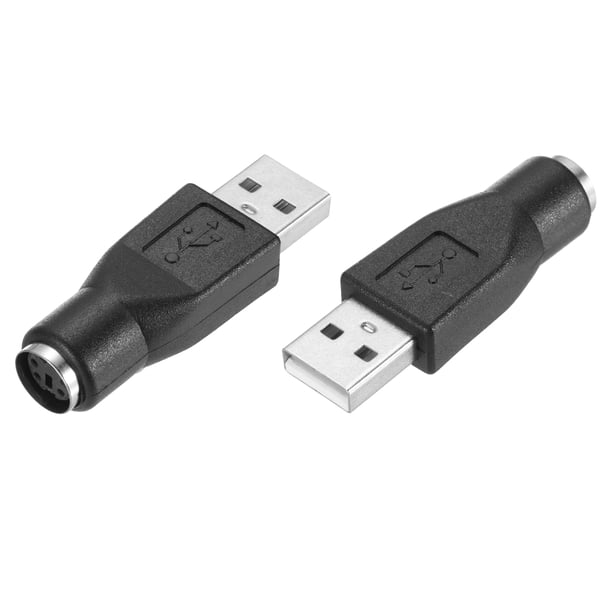 2 Pcs PS/2 a Puerto USB, Adaptador PS/2 a USB PS/2 Hembra a USB Macho para Ratón Teclado con Cable PC de Escritorio Portátil Notebook, Negro