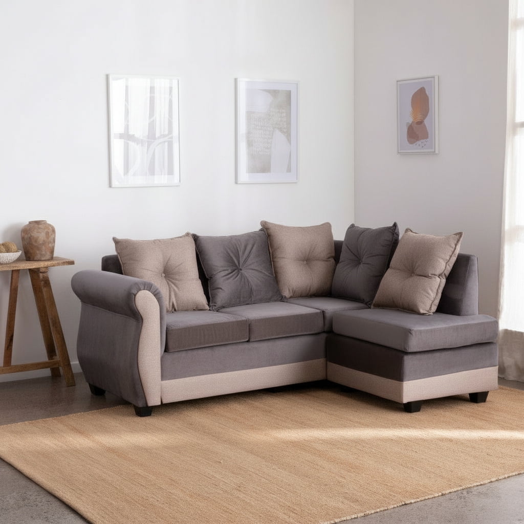 Mexx Muebles - Sofa Seccional Bali Felpa Gris