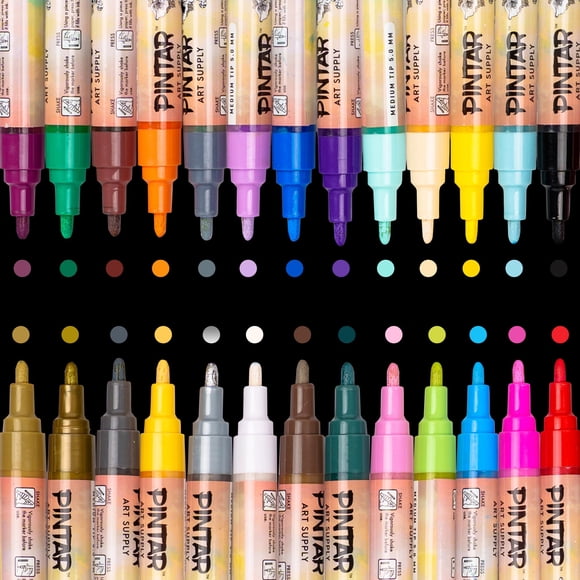 Marcadores de pintura acrílica PINTAR punta media 5.0 mm, paquete de 26