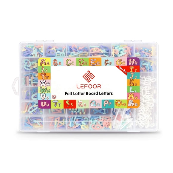 Letras para tablero de fieltro, solo letras, 850 caracteres precortados (3/4 pulg., en 5 colores) con bandeja organizadora, letras para tablero de fieltro (Opción C)