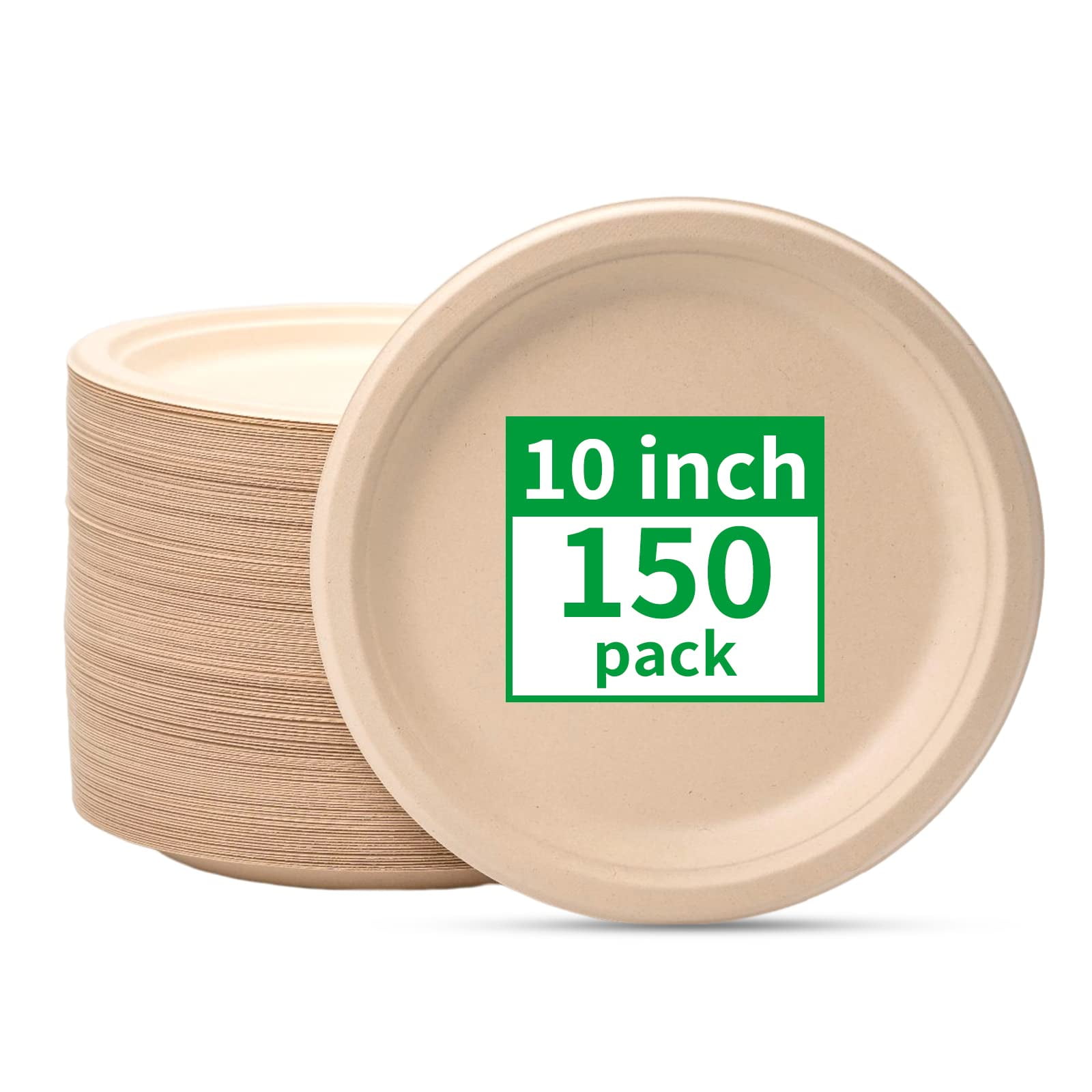 Platos De Papel Compostables Racetop, 10 Pulgadas, 150 Unidades