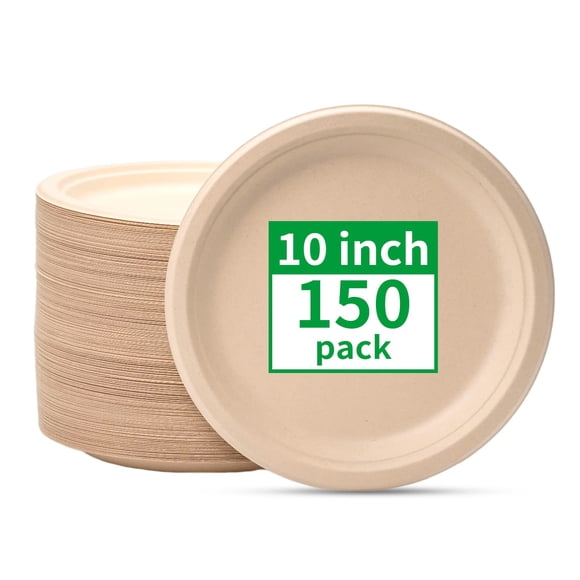 Platos de papel compostables RACETOP, 10 pulgadas, 150 unidades