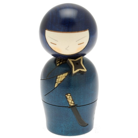 Muñeca Kokeshi Usaburo Ninja hecha a mano en madera de Japón