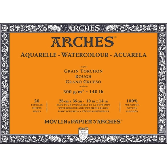 Block Acuarela Arches 300gr Grano Grueso 20 Hojas 26 x 36 cm