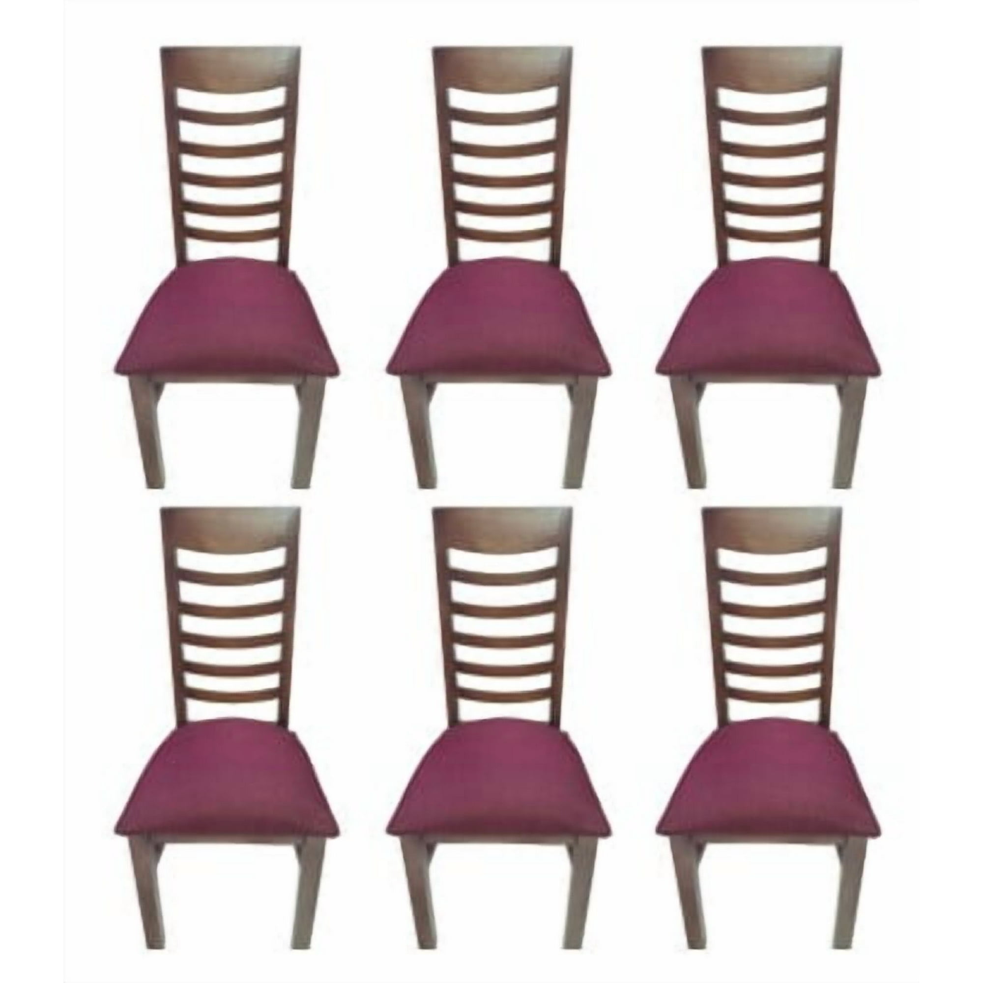 Koliat - Pack 6 Sillas Nemesis Nogal Tapiz Burdeo