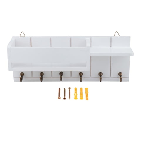 Bothyi - Llavero De Madera Para Colgar En La Pared Con 6 Ganchos Para Abrigo, Llavero O Oficina, Color Blanco